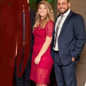 Cranberry Lace Midi Dress